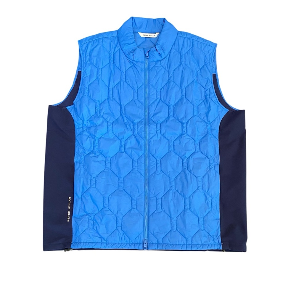 Peter Millar Quilted Blue Vest with Geometric Design